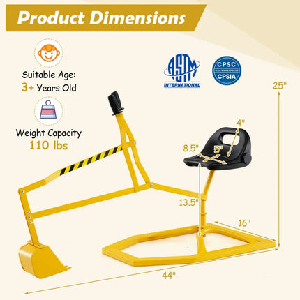 Sandbox Toy Digger with 2-Handed Controls and Flexible Shovel for Kids-Yellow - Yellow - Sandboxes
