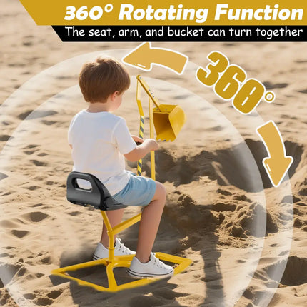 Sandbox Toy Digger with 2-Handed Controls and Flexible Shovel for Kids-Yellow - Yellow - Sandboxes