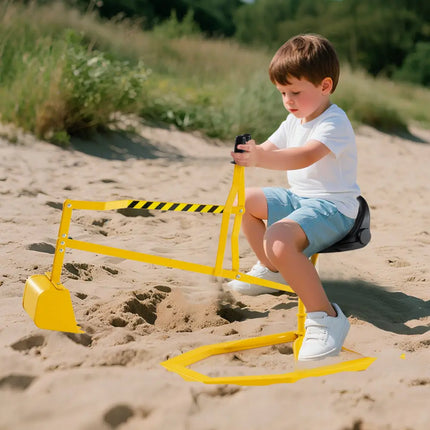 Sandbox Toy Digger with 2-Handed Controls and Flexible Shovel for Kids-Yellow - Yellow - Sandboxes