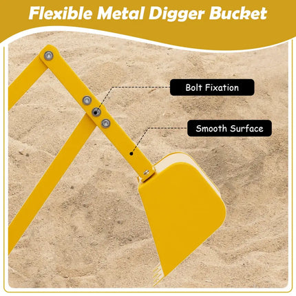 Sandbox Toy Digger with 2-Handed Controls and Flexible Shovel for Kids-Yellow - Yellow - Sandboxes