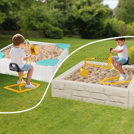 Sandbox Toy Digger with 2-Handed Controls and Flexible Shovel for Kids-Yellow - Yellow - Sandboxes