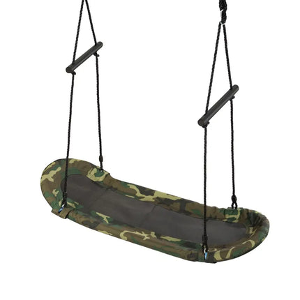 Saucer Tree Swing Surf Kids Outdoor Adjustable Oval Platform Set with Handle-Army Green - Camouflage - Swing & Playsets