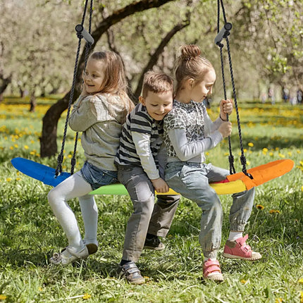 Saucer Tree Swing Surf Kids Outdoor Adjustable Oval Platform Set with Handle-Multicolor - Multicolor - Swing & Playsets