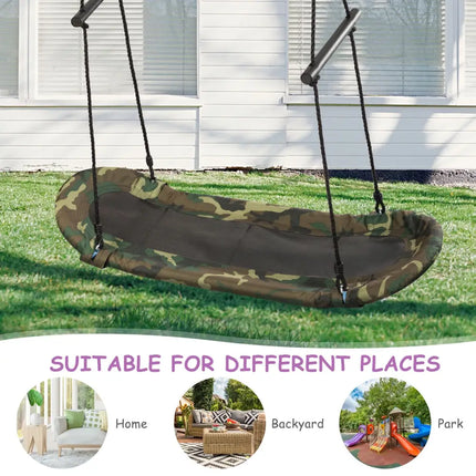 Saucer Tree Swing Surf Kids Outdoor Adjustable Oval Platform Set with Handle-Army Green - Camouflage - Swing & Playsets