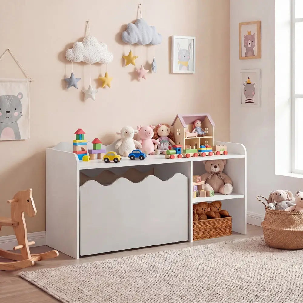 Scalloped Kids Bookshelf and Toy Storage Organizer for Playroom-Gray - Gray - Kids Storage