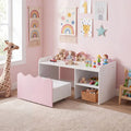 Scalloped Kids Bookshelf and Toy Storage Organizer for Playroom-Pink - Pink - Kids Storage