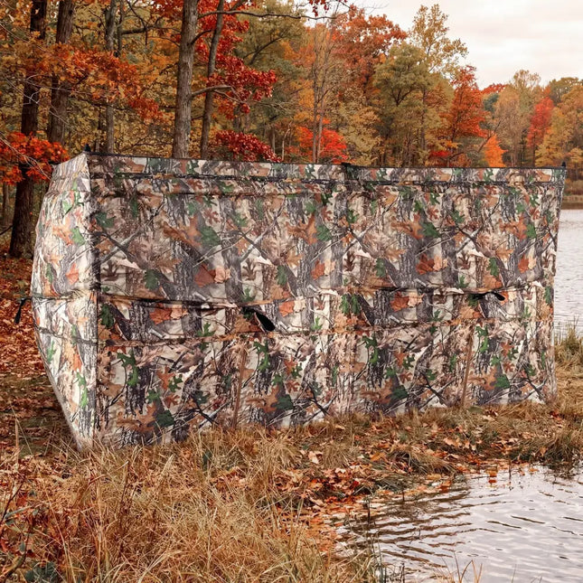 See-Through Hunting Blind Panel with Dog Door Pop up Waterflow Blind for 1-3 People - Camouflage - Tents