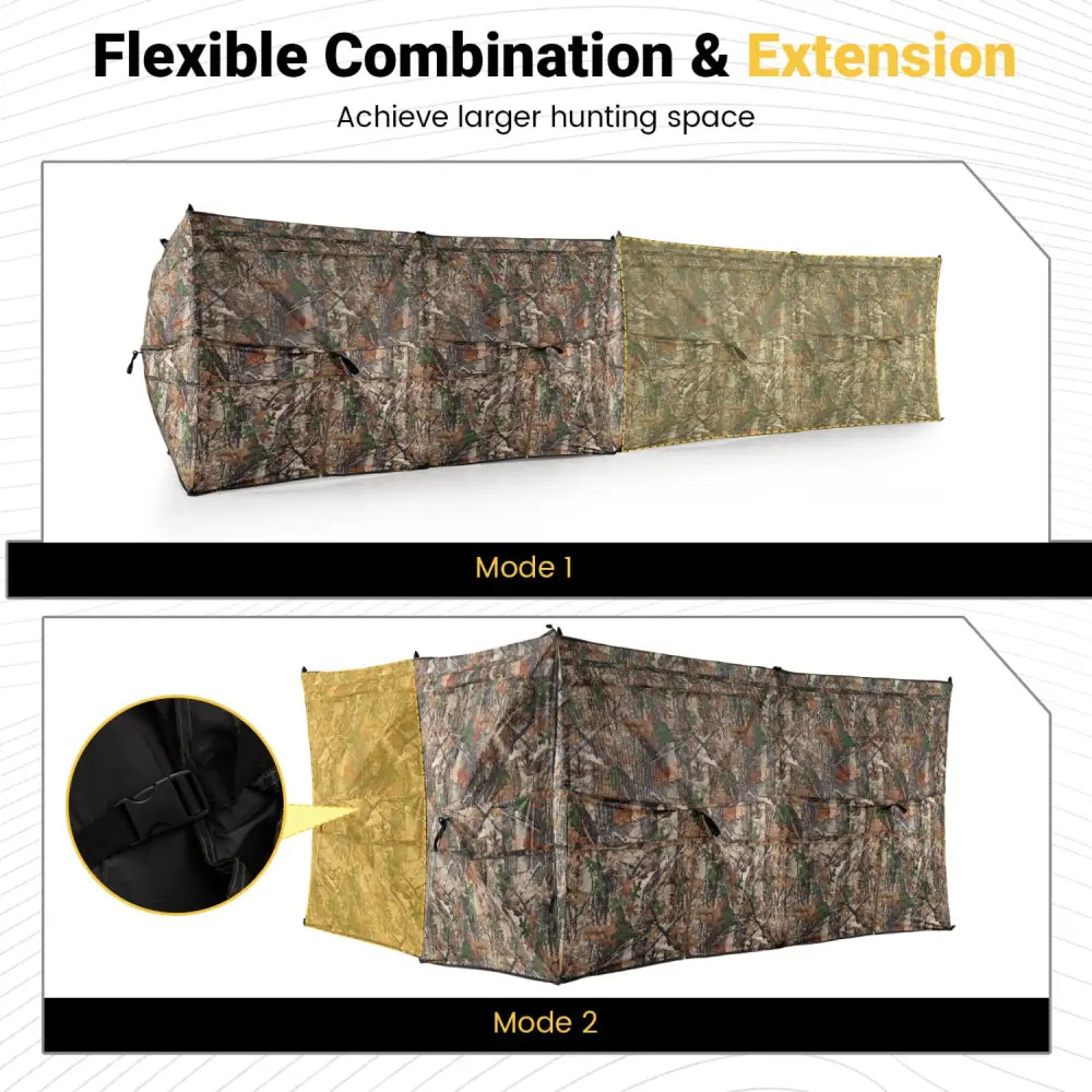 See-Through Hunting Blind Panel with Dog Door Pop up Waterflow Blind for 1-3 People - Camouflage - Tents