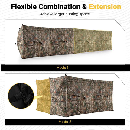 See-Through Hunting Blind Panel with Dog Door Pop up Waterflow Blind for 1-3 People - Camouflage - Tents