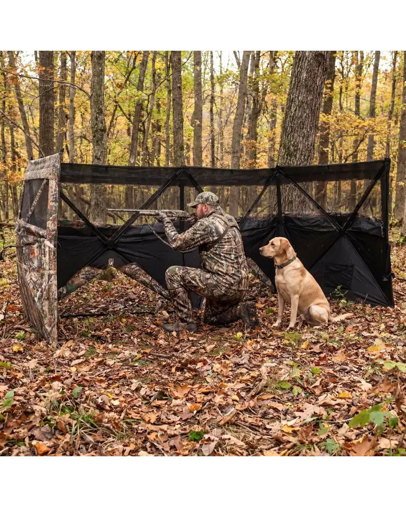 See-Through Hunting Blind Panel with Dog Door Pop up Waterflow Blind for 1-3 People - Camouflage - Tents