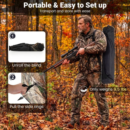 See-Through Hunting Blind Panel with Dog Door Pop up Waterflow Blind for 1-3 People - Camouflage - Tents