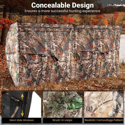 See-Through Hunting Blind Panel with Dog Door Pop up Waterflow Blind for 1-3 People - Camouflage - Tents