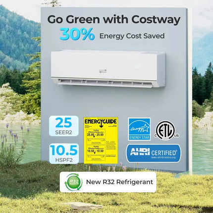 SEERXtreme Series 24000 BTU 25 SEER2 208-230V Mini Split Heat Pump Heating at -25â„ƒ WiFi Enabled Costway