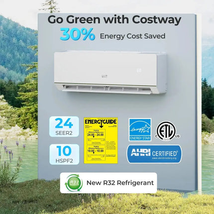SEERXtreme Series ENERGY STAR Certified 12000 BTU 24 SEER2 115V Mini Split Heat Pump Heating at -25â„ƒ Costway