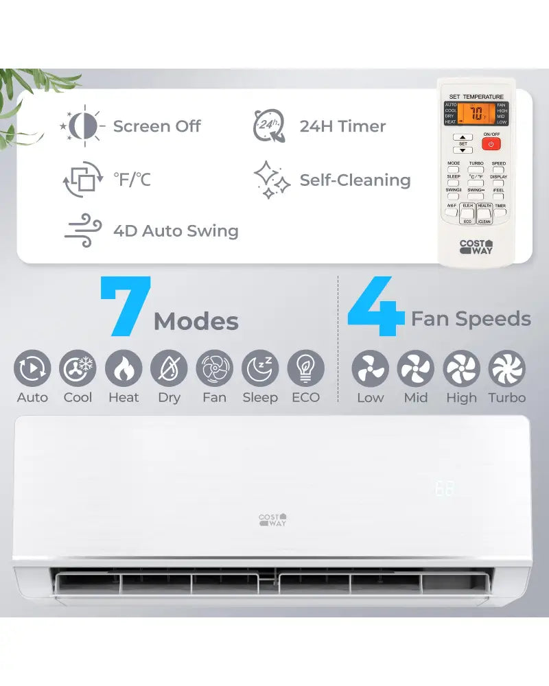 SEERXtreme Series ENERGY STAR Certified 12000 BTU 24 SEER2 208-230V Mini Split Heat Pump Heating at -25„ƒ - White