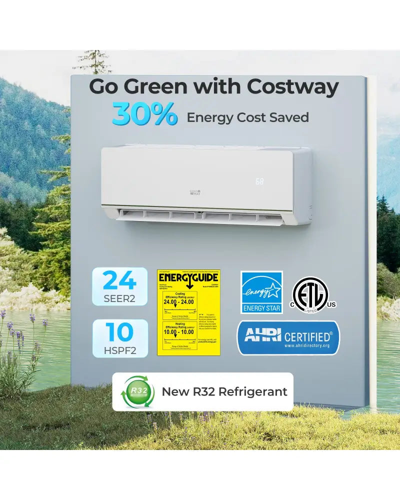 SEERXtreme Series ENERGY STAR Certified 12000 BTU 24 SEER2 208-230V Mini Split Heat Pump Heating at -25„ƒ - White