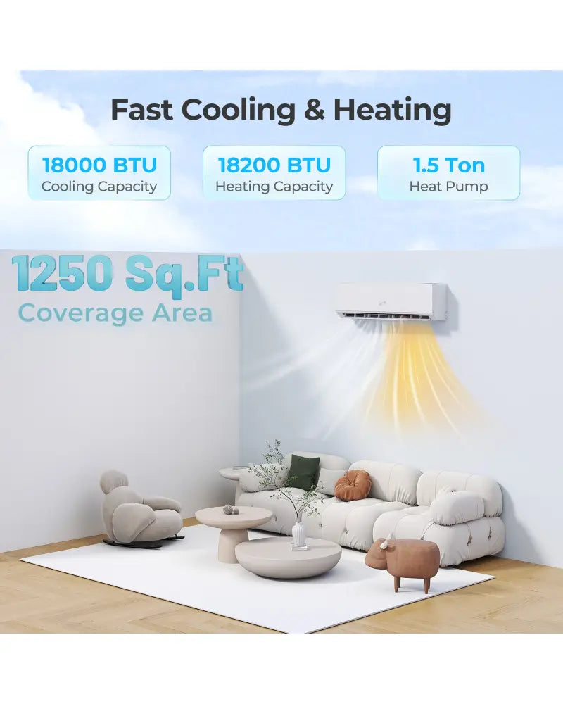 SEERXtreme Series ENERGY STAR Certified 18000 BTU 25 SEER2 208-230V Mini Split Heat Pump Heating at -25„ƒ - White