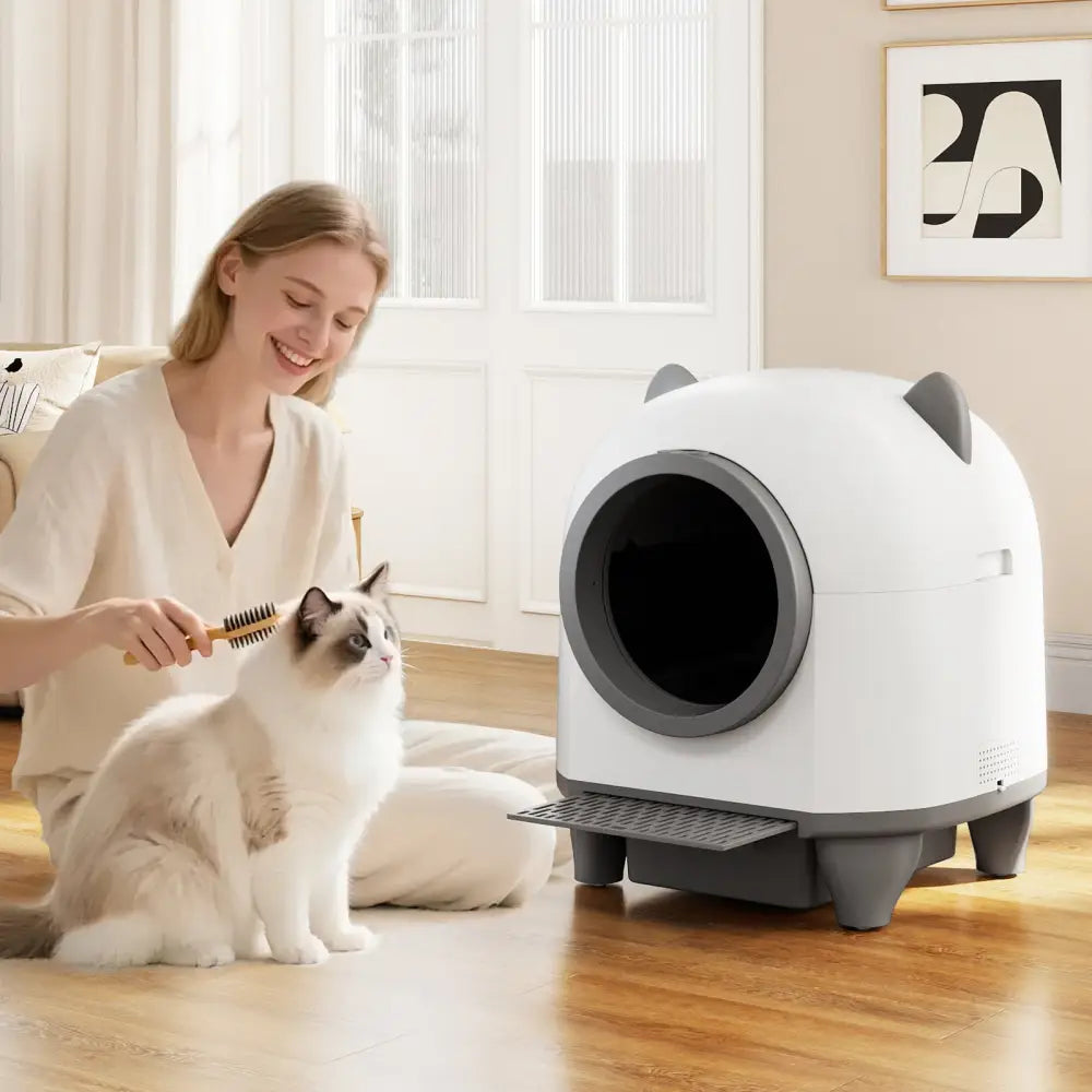 Self-Cleaning Litter Box for Multi-Cat & Senior Cats Home - White - Cat Supplies