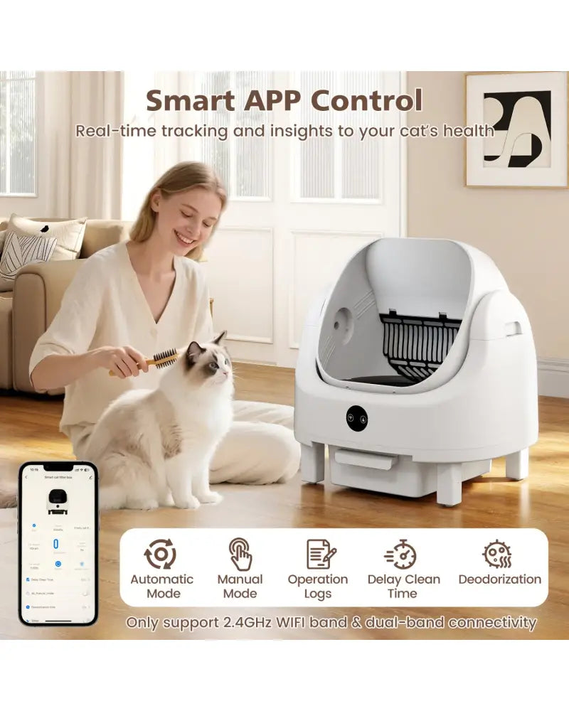 Self-Cleaning Open-Top Cat Litter Box with APP Control for Multi-Cat - Cat Houses