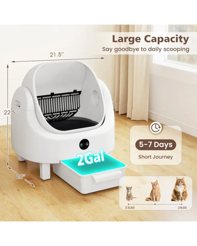 Self-Cleaning Open-Top Cat Litter Box with APP Control for Multi-Cat - Cat Houses