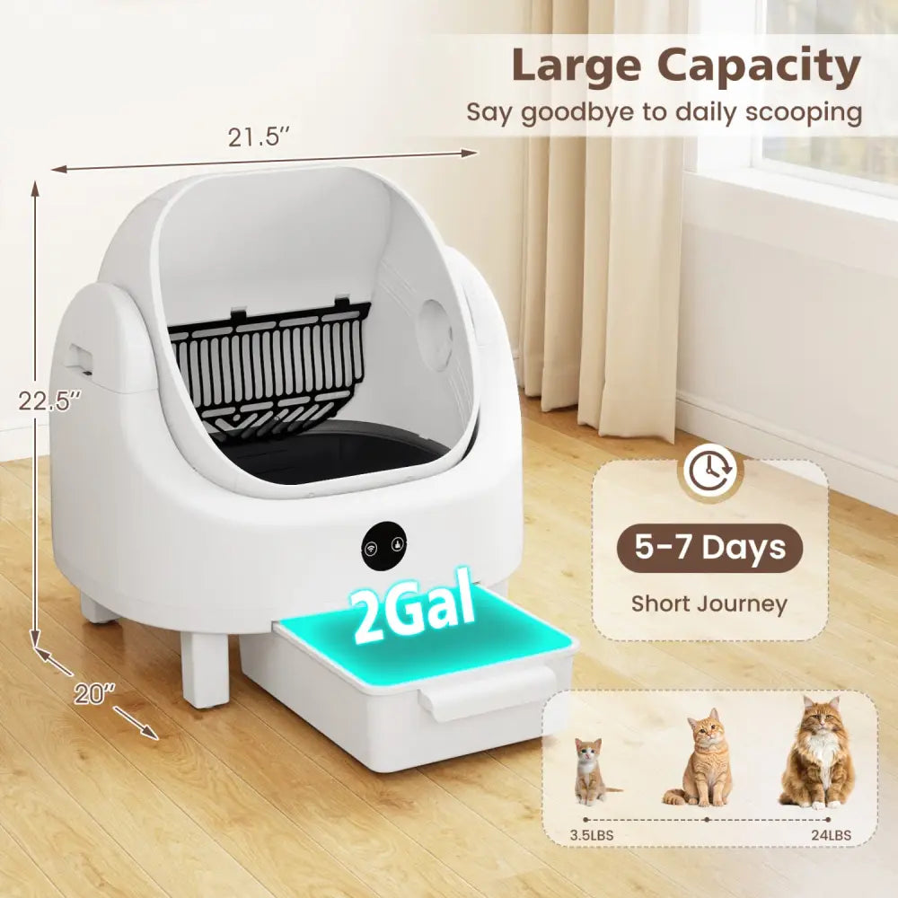 Self-Cleaning Open-Top Cat Litter Box with APP Control for Multi-Cat - Cat Houses