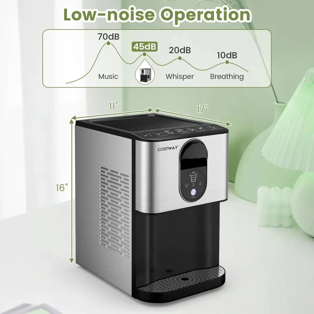 Self Dispensing Nugget Ice Maker Countertop with Soft Chewable Pellet Ice Cubes-Silver Costway