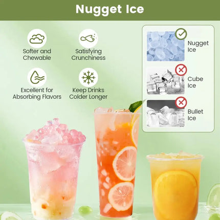 Self Dispensing Nugget Ice Maker Countertop with Soft Chewable Pellet Ice Cubes-Silver Costway