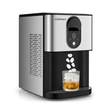 Self Dispensing Nugget Ice Maker Countertop with Soft Chewable Pellet Ice Cubes-Silver Costway