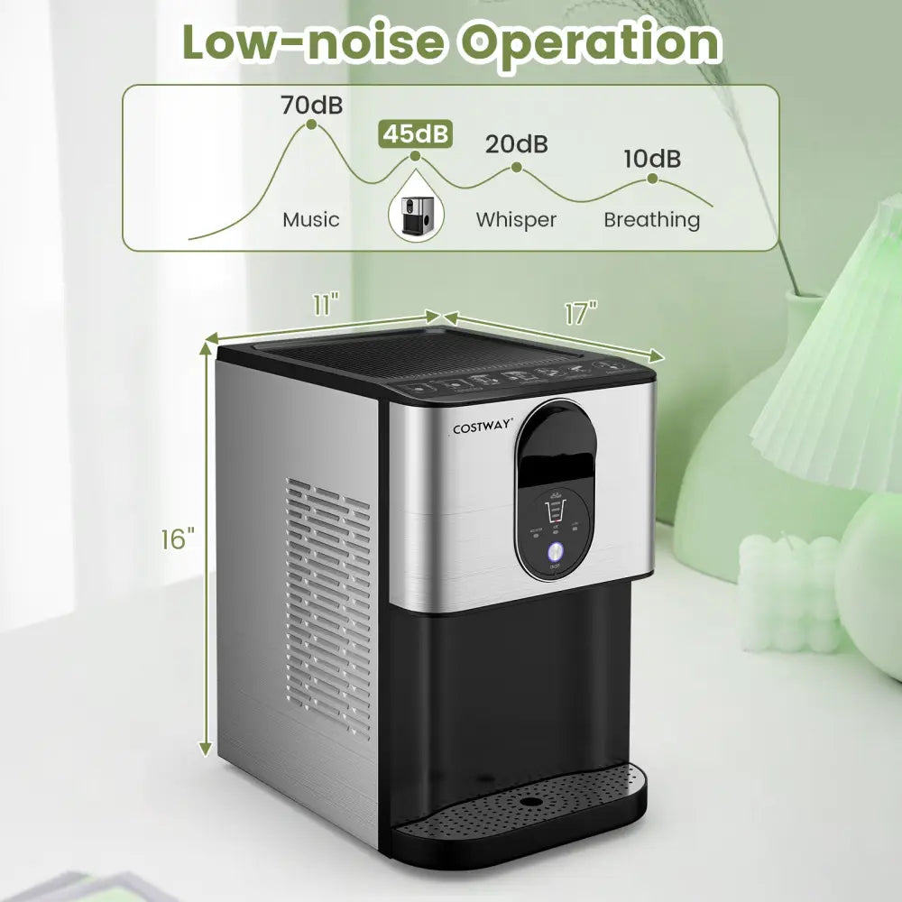 Self Dispensing Nugget Ice Maker Countertop with Soft Chewable Pellet Ice Cubes-Silver - Silver - Ice Makers