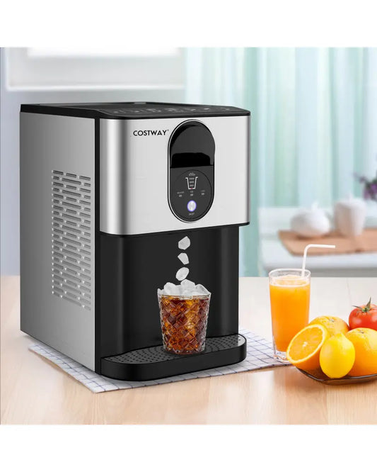 Self Dispensing Nugget Ice Maker Countertop with Soft Chewable Pellet Ice Cubes-Silver - Silver - Ice Makers