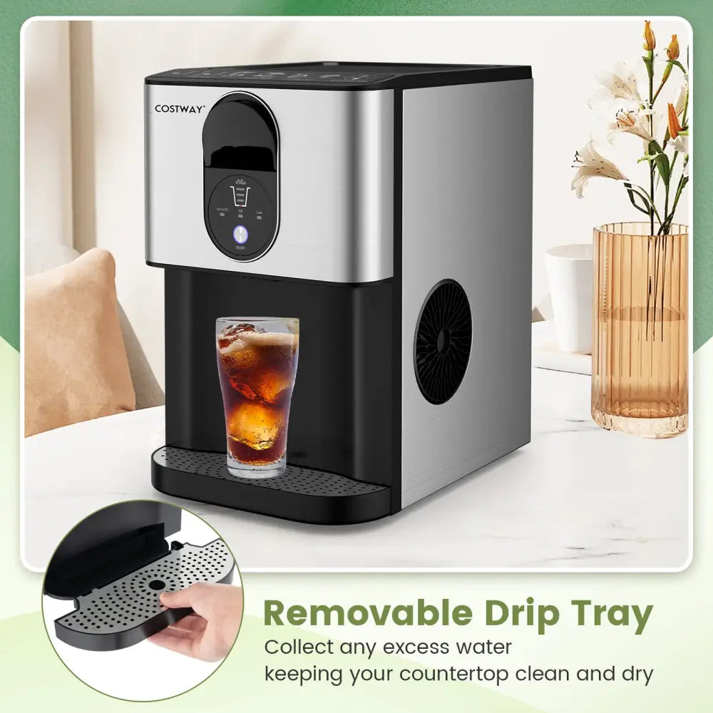 Self Dispensing Nugget Ice Maker Countertop with Soft Chewable Pellet Ice Cubes-Silver - Silver - Ice Makers