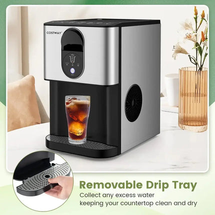 Self Dispensing Nugget Ice Maker Countertop with Soft Chewable Pellet Ice Cubes-Silver Costway