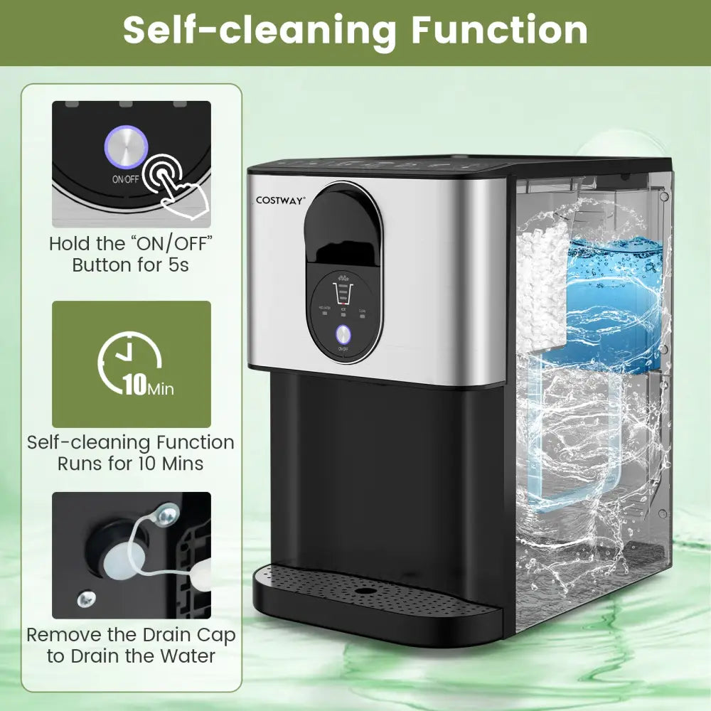 Self Dispensing Nugget Ice Maker Countertop with Soft Chewable Pellet Ice Cubes-Silver - Silver - Ice Makers