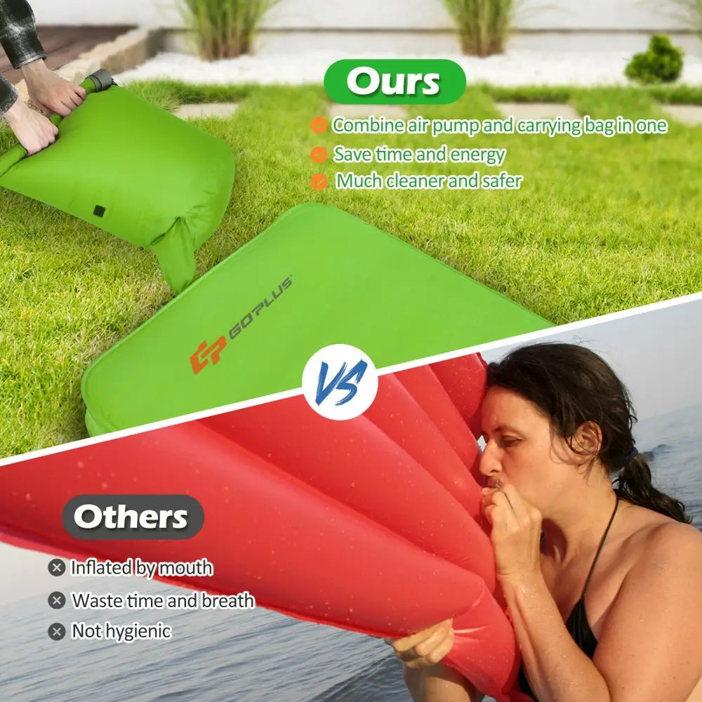 Self Inflating Folding Camping Sleeping Mattress with Carrying Bag-Green - Green - Air Mattresses & Sleeping Bags