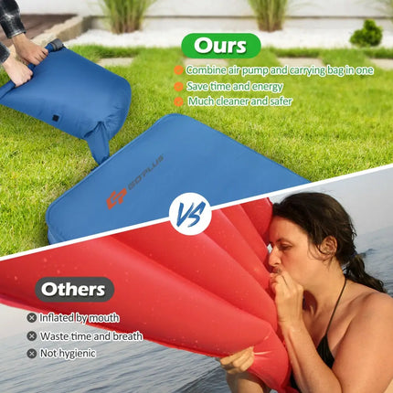 Self Inflating Folding Camping Sleeping Mattress with Carrying Bag-Blue - Blue - Air Mattresses & Sleeping Bags