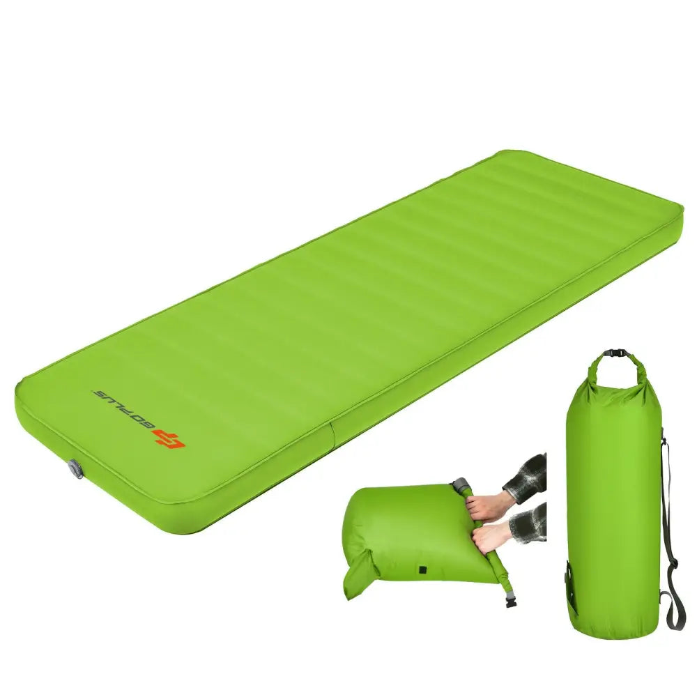 Self Inflating Folding Camping Sleeping Mattress with Carrying Bag-Green - Green - Air Mattresses & Sleeping Bags