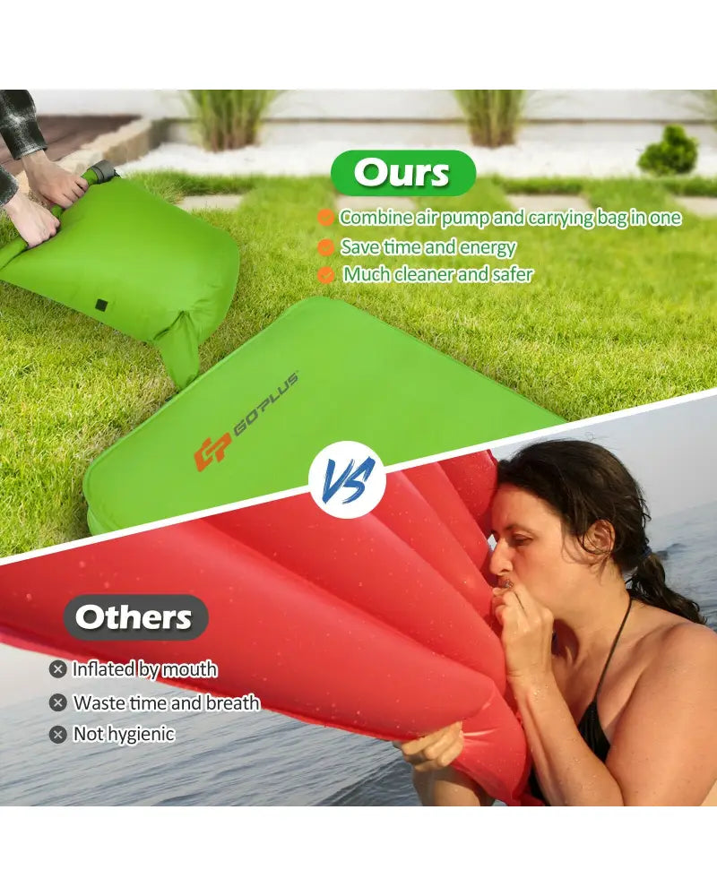 Self Inflating Folding Camping Sleeping Mattress with Carrying Bag-Green - Green - Air Mattresses & Sleeping Bags