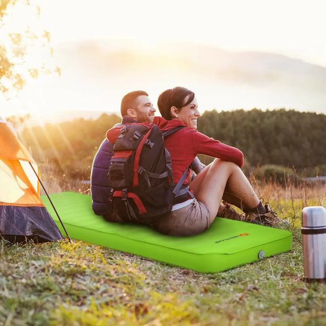 Self Inflating Folding Camping Sleeping Mattress with Carrying Bag-Green - Green - Air Mattresses & Sleeping Bags