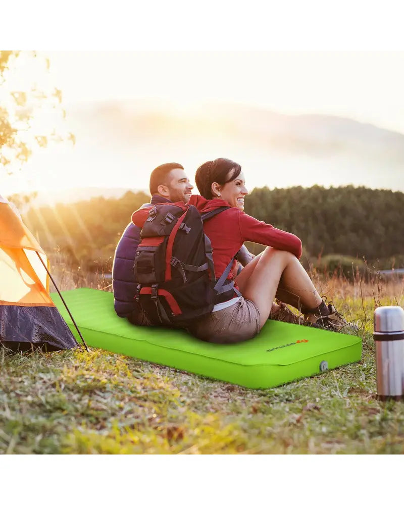 Self Inflating Folding Camping Sleeping Mattress with Carrying Bag-Green - Green - Air Mattresses & Sleeping Bags