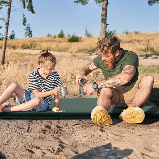 Self-inflating Lightweight Folding Foam Sleeping Cot with Storage bag-Green - Green - Air Mattresses & Sleeping Bags