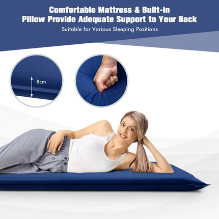 Self-inflating Lightweight Folding Foam Sleeping Cot with Storage bag-Blue - Blue - Air Mattresses & Sleeping Bags