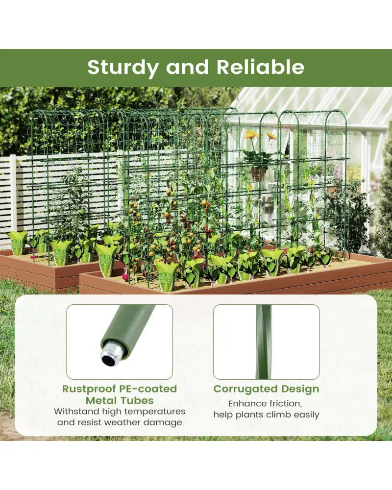 Self-watering Raised Garden Bed Elevated Planter with Climbing Trellis-Black - Gray - Raised Garden Beds