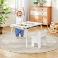 Sensory Table and Chair Set for Kids 2-8 with Foldable Bins-White - White - Kids Table & Chair Sets