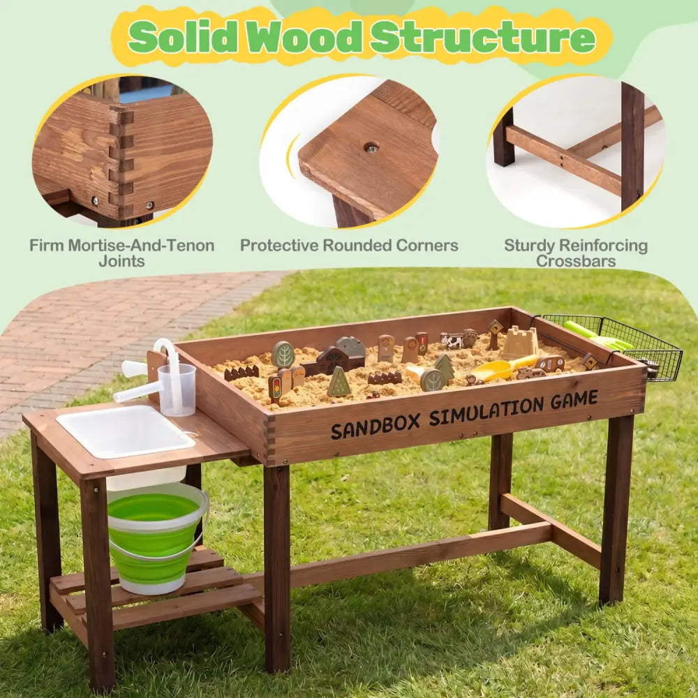 Sensory Table with Water Pump & Sink and 33 Sand Toys for Toddlers - Play Kitchen Sets