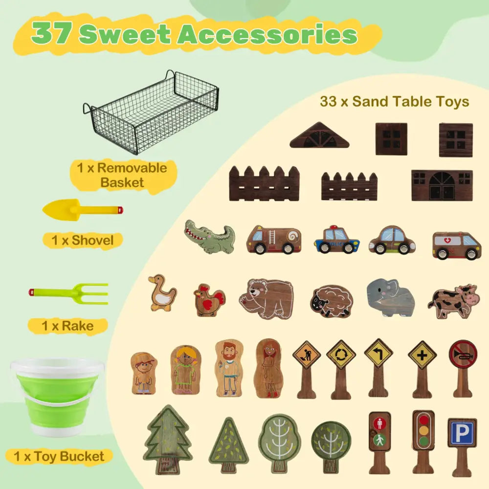 Sensory Table with Water Pump & Sink and 33 Sand Toys for Toddlers - Play Kitchen Sets