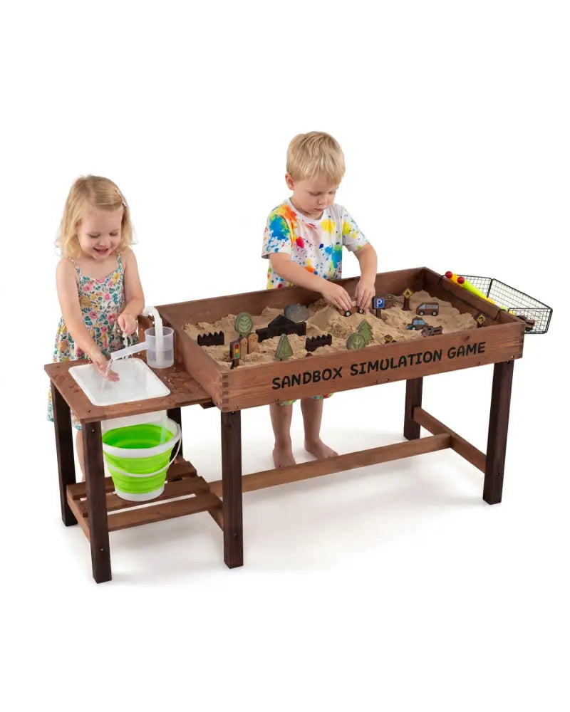 Sensory Table with Water Pump & Sink and 33 Sand Toys for Toddlers - Play Kitchen Sets