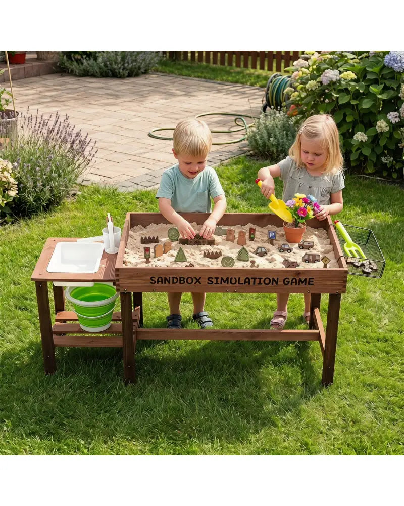 Sensory Table with Water Pump & Sink and 33 Sand Toys for Toddlers - Play Kitchen Sets