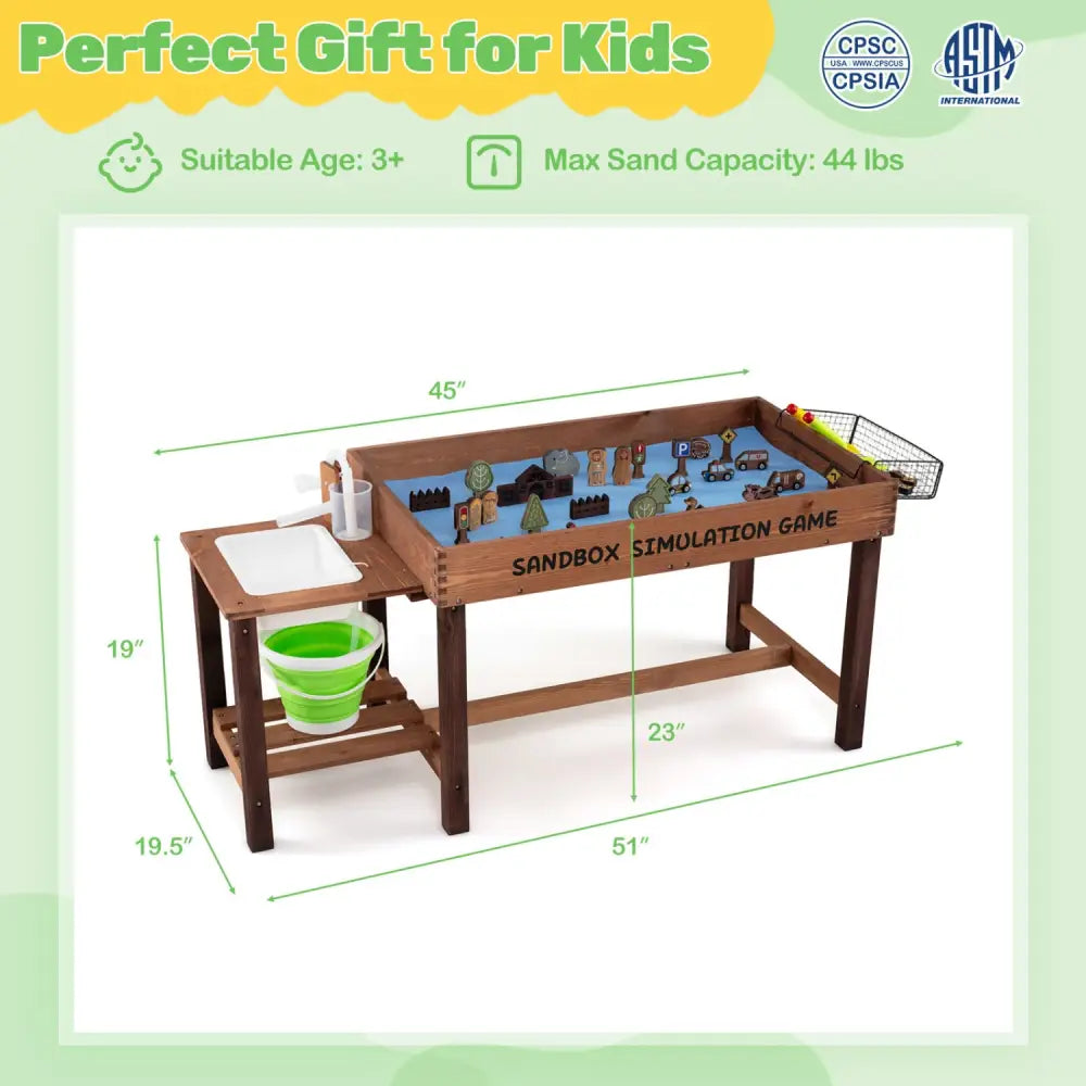 Sensory Table with Water Pump & Sink and 33 Sand Toys for Toddlers - Play Kitchen Sets