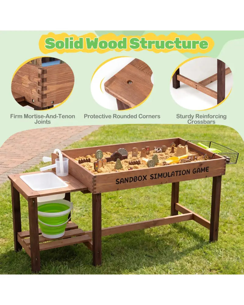 Sensory Table with Water Pump & Sink and 33 Sand Toys for Toddlers - Play Kitchen Sets