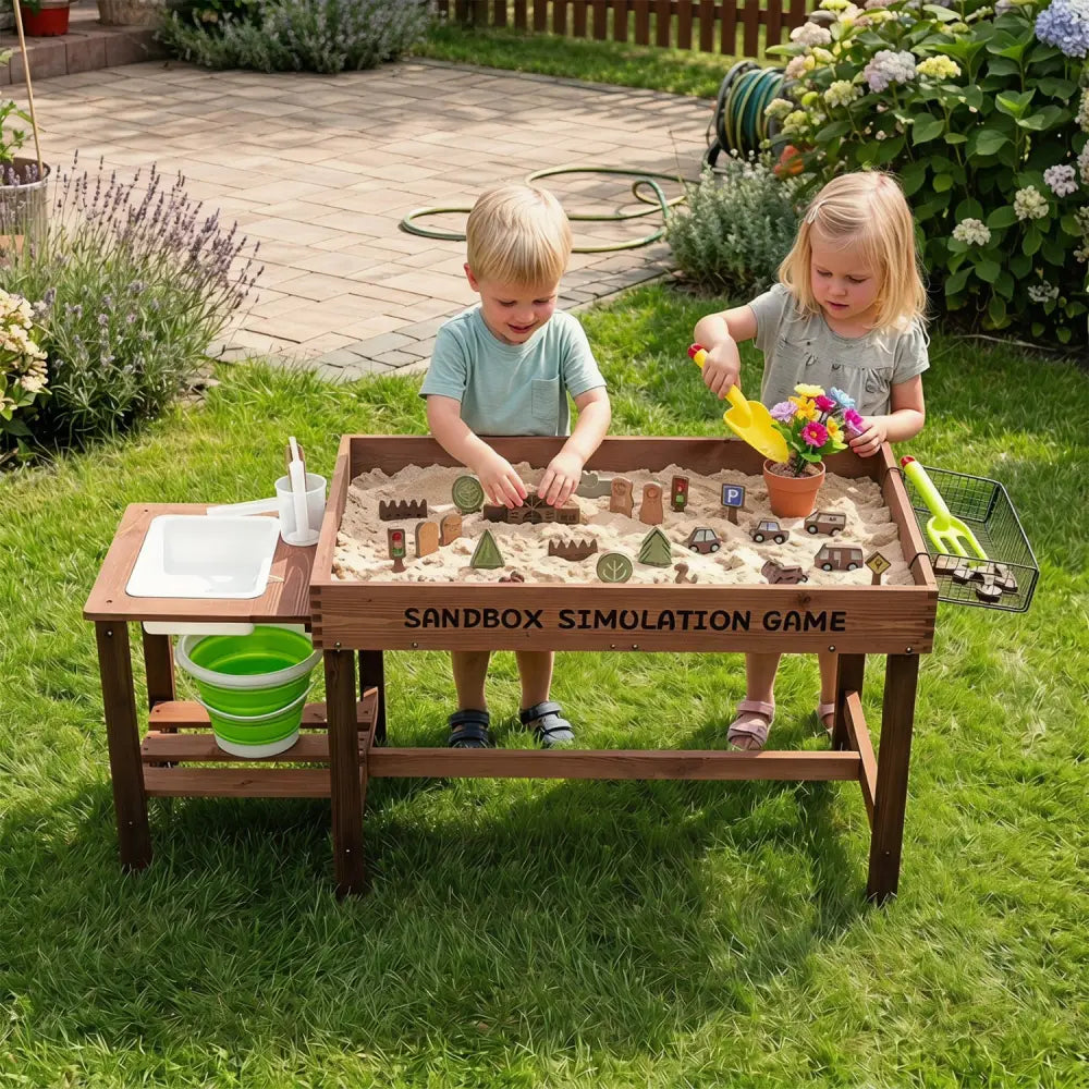 Sensory Table with Water Pump & Sink and 33 Sand Toys for Toddlers - Play Kitchen Sets